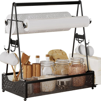 Višefunkcionalni metalni stalak za skladištenje – za roštilj i piknik, nehrđajući čelik i željezo, moderni minimalistički stil