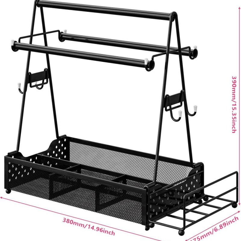 Višefunkcionalni metalni stalak za skladištenje – za roštilj i piknik, nehrđajući čelik i željezo, moderni minimalistički stil