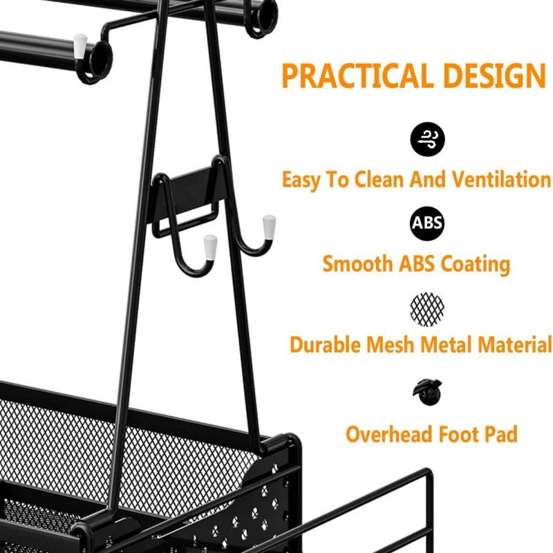 Višefunkcionalni metalni stalak za skladištenje – za roštilj i piknik, nehrđajući čelik i željezo, moderni minimalistički stil