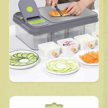 Daugiafunkcinis daržovių pjaustytuvas su rankos apsauga, 22 dalių rinkinys, plastikinis virtuvės įrankis