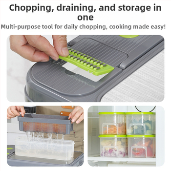 Daugiafunkcinis daržovių pjaustytuvas su rankos apsauga, 22 dalių rinkinys, plastikinis virtuvės įrankis