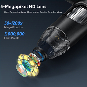 HDMI skaitmeninis mikroskopas su įmontuotu ekranu, 100x didinimas, 2 MP jutiklis, nešiojamas dizainas elektronikai