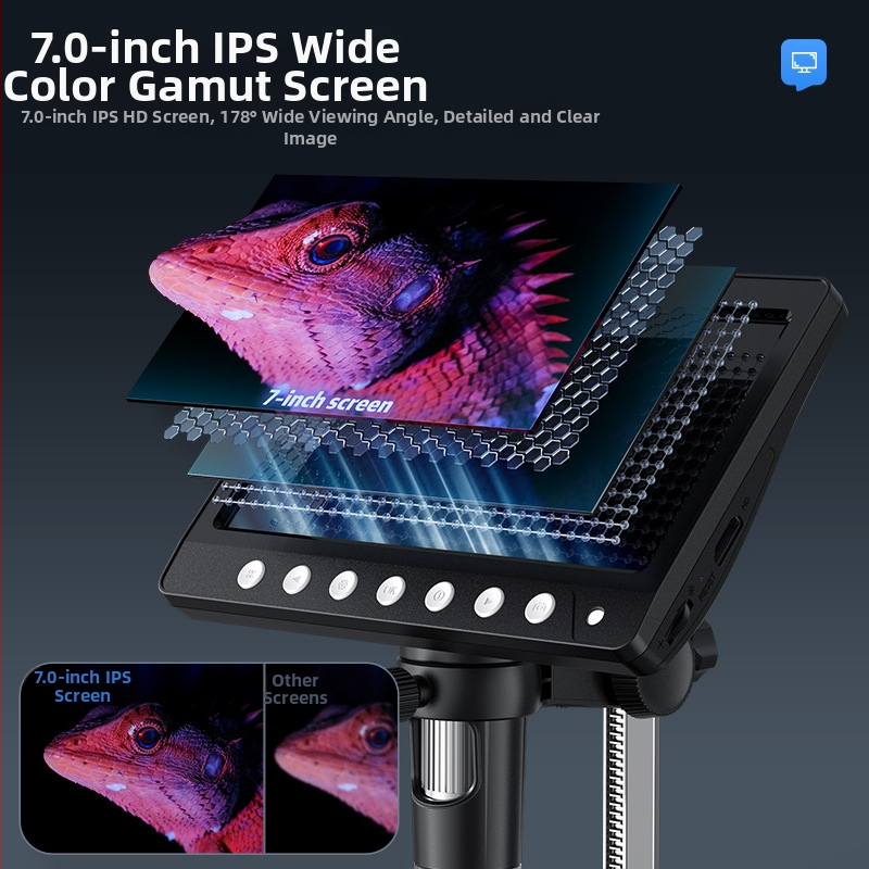 HDMI цифров микроскоп с вграден екран, 100x увеличение, 2 MP резолюция, преносим дизайн за електроника