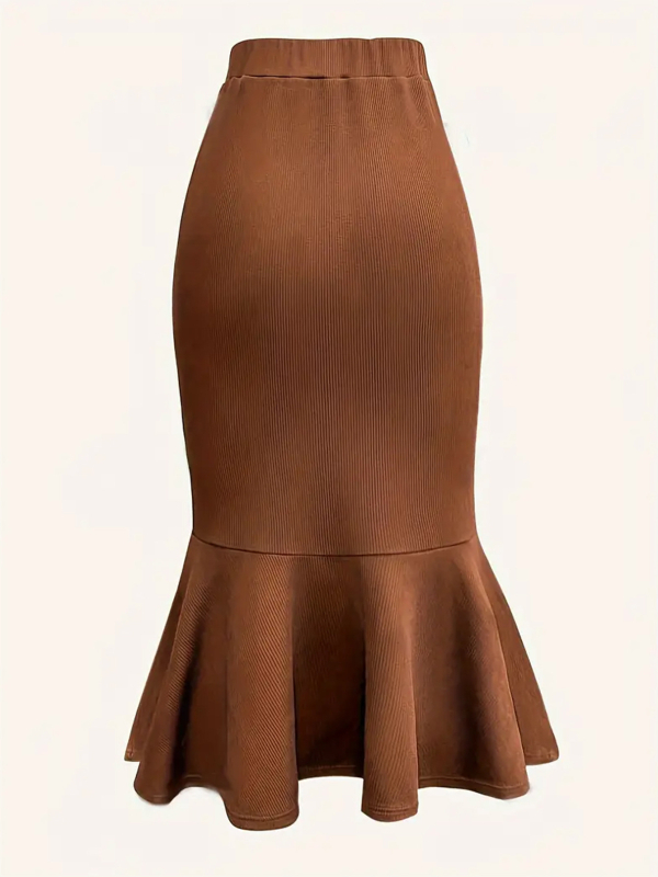 Undinės siluetas, plisė, aukšta juosta, midi ilgio sijonas, poliesterio pluoštas su mikroelastika, patchwork dizainas