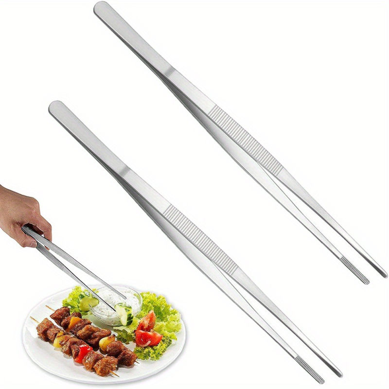 Virtuves pincetes no nerūsējošā tērauda ar precīziem zobainiem galiem cepšanai un grilēšanai — Izcelsme: Guangdong; Svars: 166 g; Stils: Neregulārs; Importēts: Nē