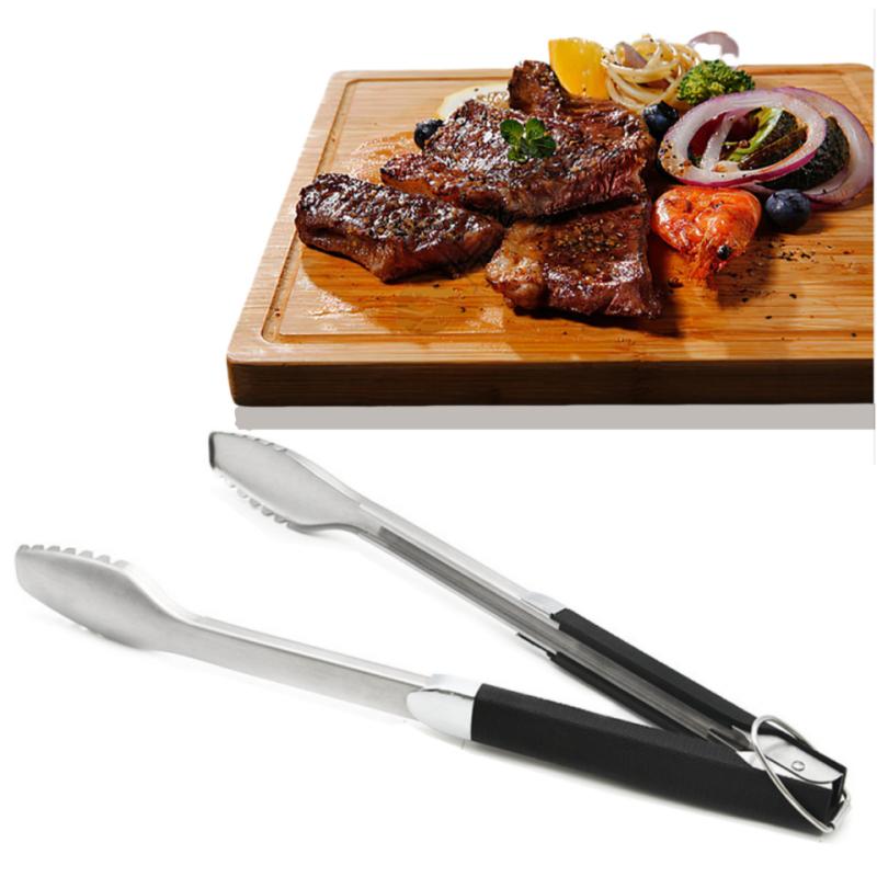 Maisto klipsas su gumine rankena iš 430 nerūdijančio plieno – neslystantis, atsparus aukštoms temperatūroms, tinkamas kepimui ir lauko piknikams