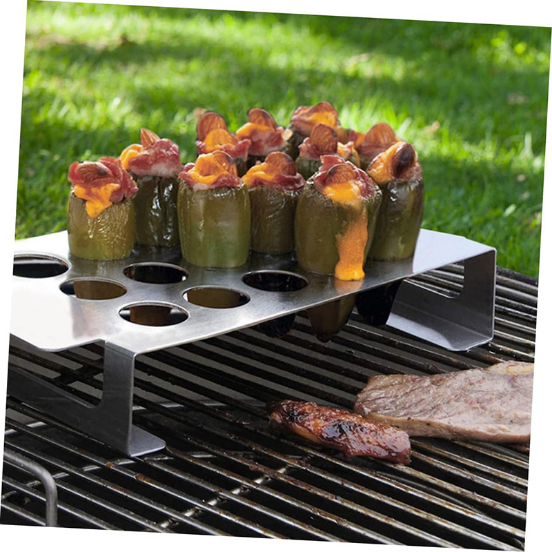 Стоманена квадратна решетка за барбекю за чушки и пилешки крилца — електроплатирана, тегло 360 г, многофункционален кухненски инструмент