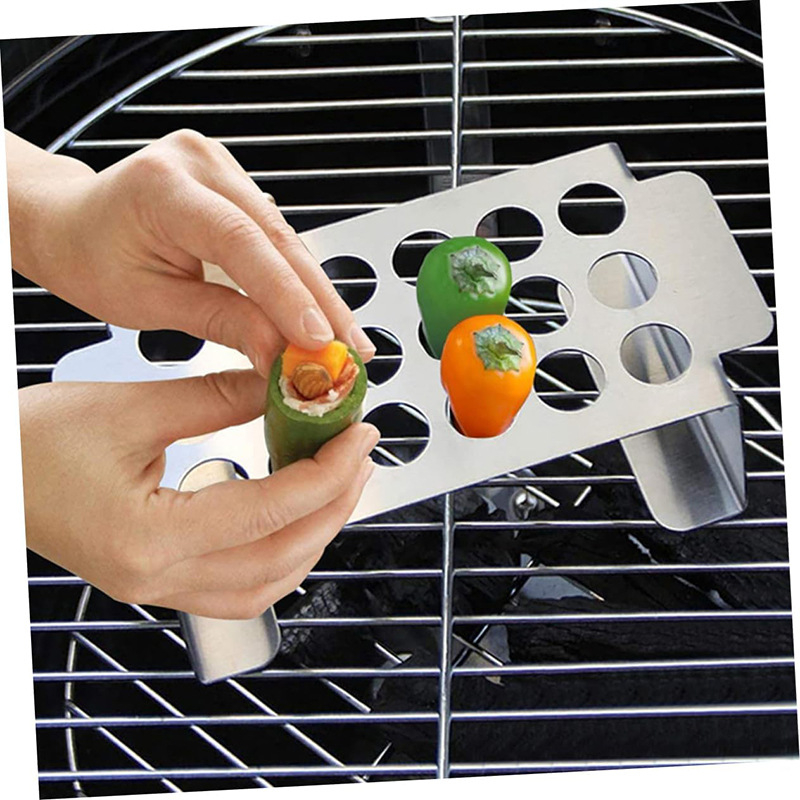 Стоманена квадратна решетка за барбекю за чушки и пилешки крилца — електроплатирана, тегло 360 г, многофункционален кухненски инструмент
