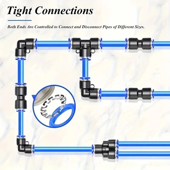 53 части комплект за пневматични съединители със Push-In бързо свързване (ABS конструкция)
