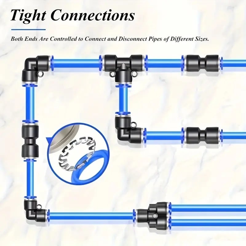53 части комплект за пневматични съединители със Push-In бързо свързване (ABS конструкция)