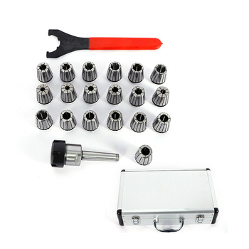 ER32 патронник комплект, 19 бр., за фрезов станок, зажим 3–20 мм, 65Mn, 55HRC, прецизност 0,015 мм