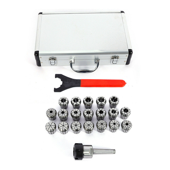 ER32 патронник комплект, 19 бр., за фрезов станок, зажим 3–20 мм, 65Mn, 55HRC, прецизност 0,015 мм