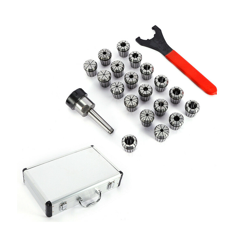 ER32 патронник комплект, 19 бр., за фрезов станок, зажим 3–20 мм, 65Mn, 55HRC, прецизност 0,015 мм