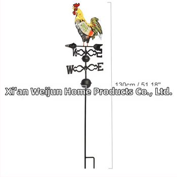 Σιδερένιος ανεμοδείκτης σε μορφή κόκορα, με παλαιωμένο φινίρισμα, για διακόσμηση κήπου