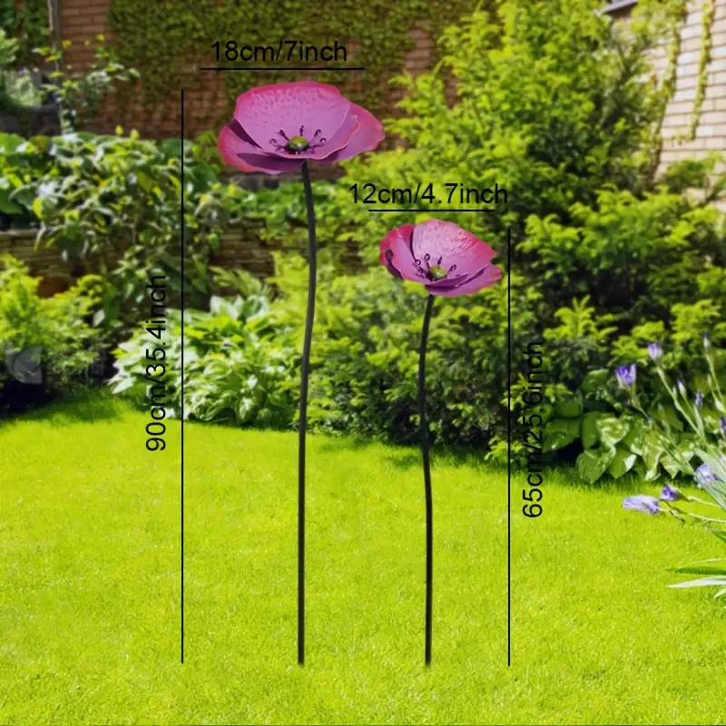 Vas kerti virág elrendezés – kültéri földbe szúrható állvány, modern minimál stílusú fém dekoráció