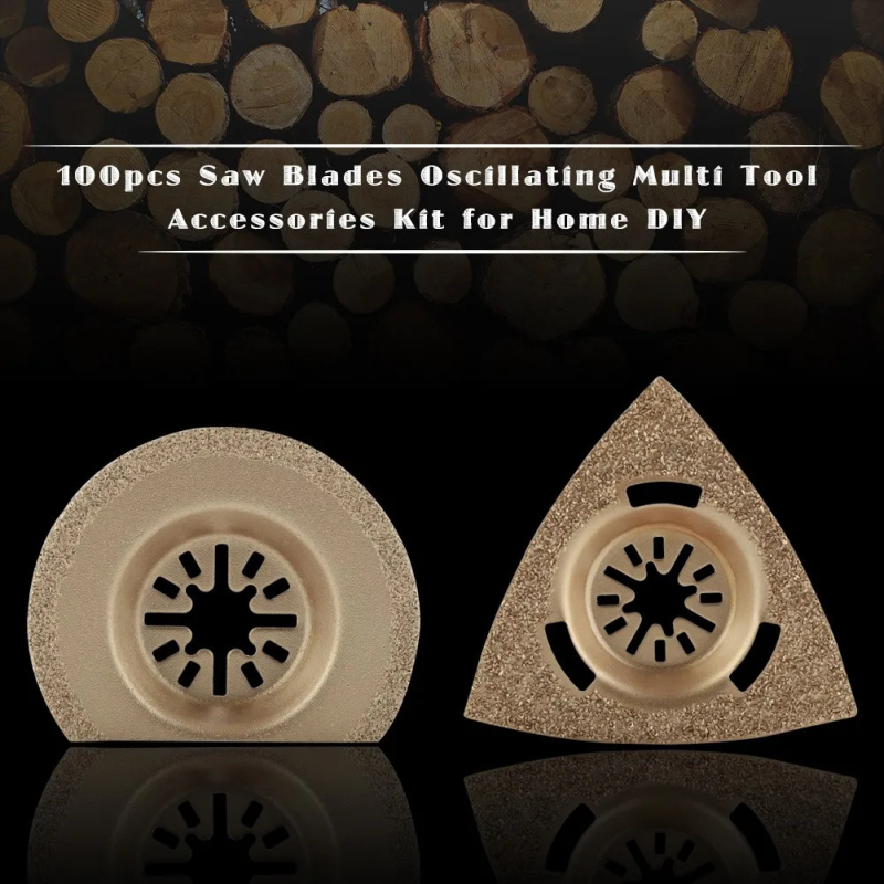 Осцилиращи ножове за трион, комплект 100 бр., HSS (високоскоростна стомана), универсална монтажна дупка