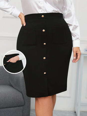 Γυναικεία φούστα μίντι με στενή γραμμή, πολυεστέρας 95%+, μικροελαστικότητα