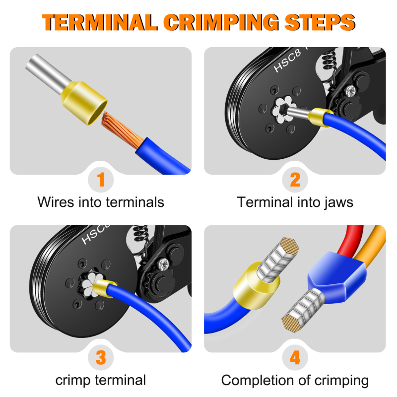 Šešiakampės krimpavimo replės vamzdiniams terminams - šešiakampės, specialios vamzdinių terminų krimpavimui, SANJIANG, aukštos anglies plienas, svoris 0.7
