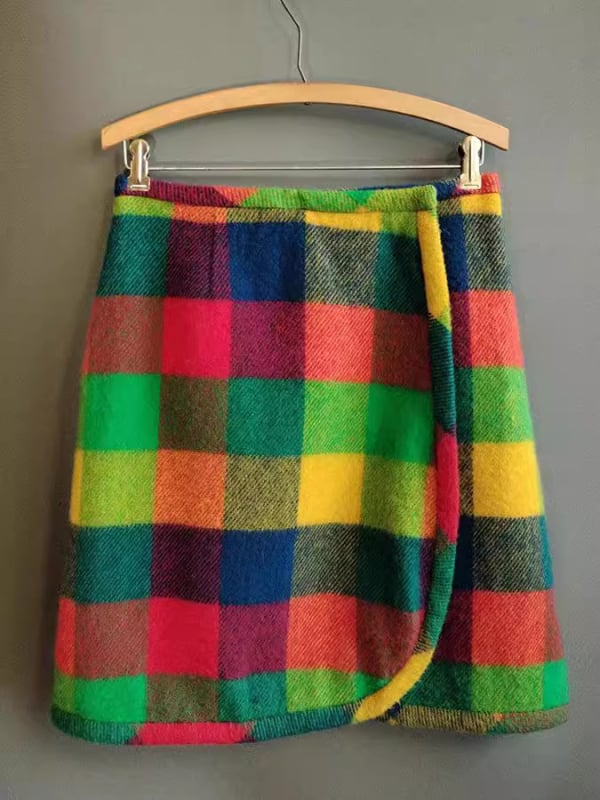 A-linijska suknja od poliestera s kariranim uzorkom, podstavljena - ljeto 2024