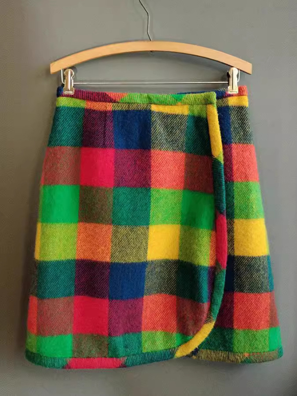 A-linijska suknja od poliestera s kariranim uzorkom, podstavljena - ljeto 2024