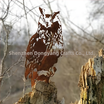 Μεταλλικό γλυπτό κουκουβάγιας κήπου, κατηγορία: ζώα, μοντέρνο μινιμαλιστικό στυλ, κατάλληλο για κήπο, αυλή ή γραφείο