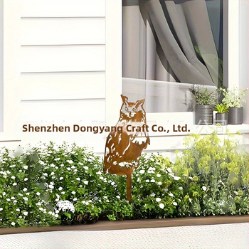 Μεταλλικό γλυπτό κουκουβάγιας κήπου, κατηγορία: ζώα, μοντέρνο μινιμαλιστικό στυλ, κατάλληλο για κήπο, αυλή ή γραφείο