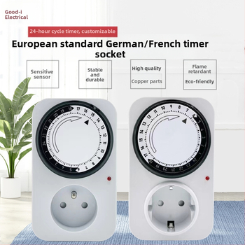 Gu Yi išmanus kištuko lizdas su laikmačiu, Europos standartas, mechaninis 24 valandų laikmačio ciklas, automatinis įjungimas/išjungimas, CE sertifikatas