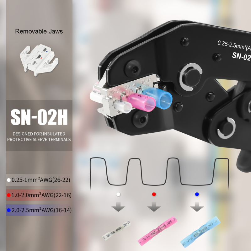 SANJIANG Suspaudimo replės su ratcheto mechanizmu terminalams, karšto suspaudimo atsparios ir atsparios vandeniui, įrankių rinkinys iš aukštos anglies plieno