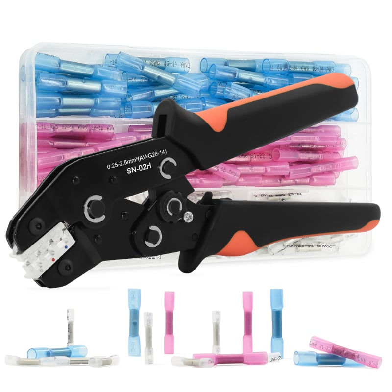 SANJIANG Suspaudimo replės su ratcheto mechanizmu terminalams, karšto suspaudimo atsparios ir atsparios vandeniui, įrankių rinkinys iš aukštos anglies plieno