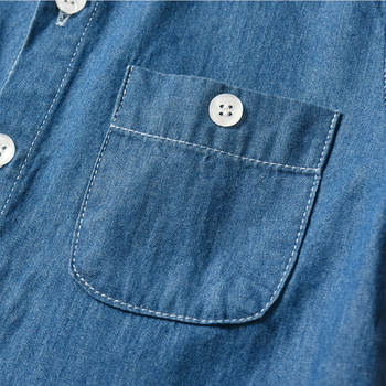 Gyerekeknek szánt ing denim hatású, hosszú ujjú, galléros, 90% pamut, tavasz-ősz