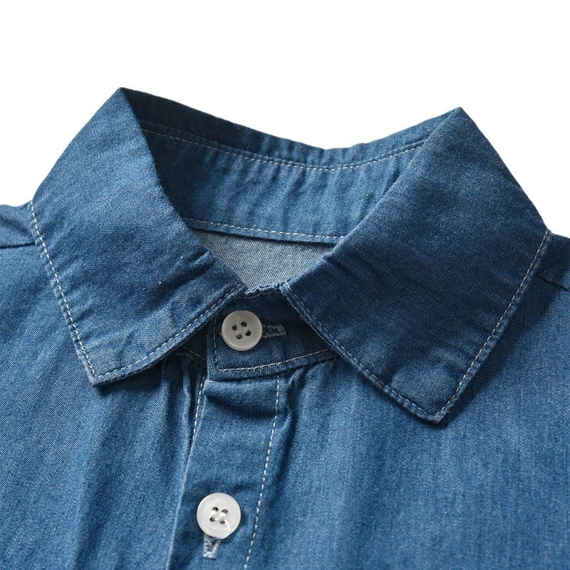 Gyerekeknek szánt ing denim hatású, hosszú ujjú, galléros, 90% pamut, tavasz-ősz