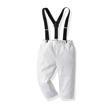 Παιδικό κοστούμι για αγόρια τεσσάρων τεμαχίων: πόλο πουκάμισο με παπιγιόν και ιμάντες, παντελόνια; 100% βαμβάκι, μακριά μανίκια