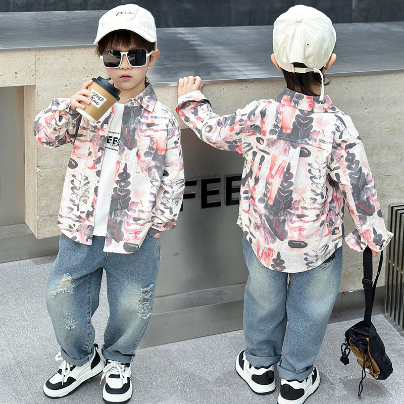 Uniszex koreai stílusú gyerek-pamut keverék ing, puha érzet, hosszú ujjú, tavasz 2025