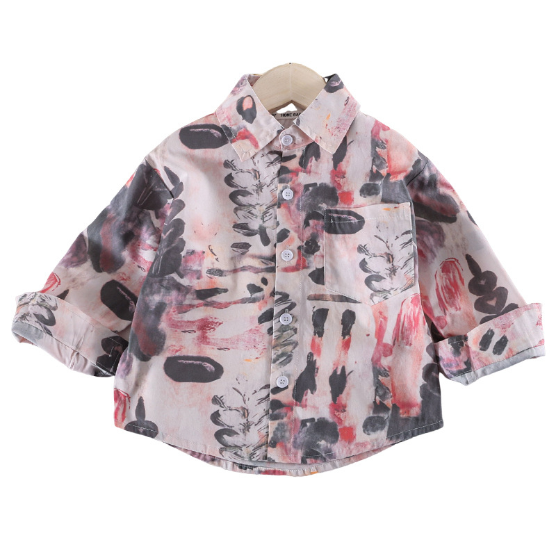 Uniszex koreai stílusú gyerek-pamut keverék ing, puha érzet, hosszú ujjú, tavasz 2025