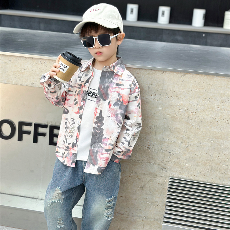 Uniszex koreai stílusú gyerek-pamut keverék ing, puha érzet, hosszú ujjú, tavasz 2025