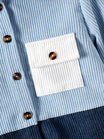 Детска риза с лафел яка, дълъг ръкав, едноцветна полиестер 100%, есен 2024