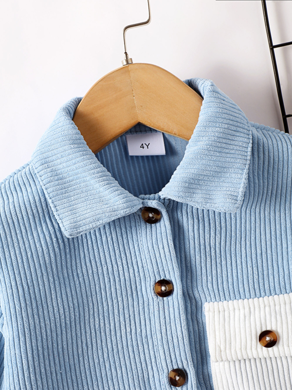 Детска риза с лафел яка, дълъг ръкав, едноцветна полиестер 100%, есен 2024