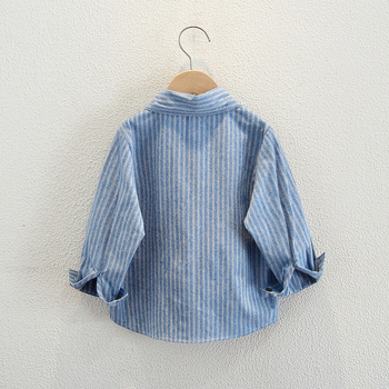 Παιδικό βαμβακερό ριγέ σακάκι, πέτο γιακάς, κορεατικό στυλ, μονόκουμπωτο κλείσιμο, ριγέ σχέδιο