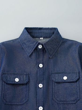 Dječja muška denim košulja, casual, dugi rukavi, 75% poliester, uzrast 3–8 godina, proljeće 2024