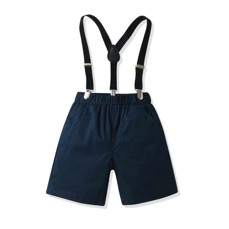 Детски каре комплект: риза с къс ръкав и презрамки и къси панталони за лято, полиестер 75%