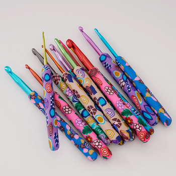 Cow Puff horgolókészlet, 12 alumínium horgolótű, puha agyag fogantyúval, karikatúra dizájn