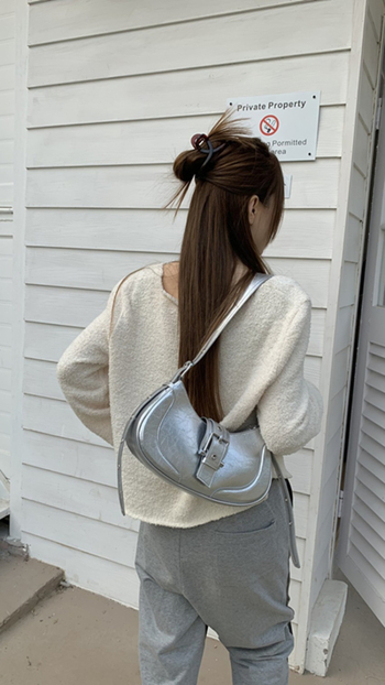 Кроссбоди чанта от PU материя, стил New Moon, хоризонтална квадратна форма, ципово затваряне, вътрешен джоб с цип