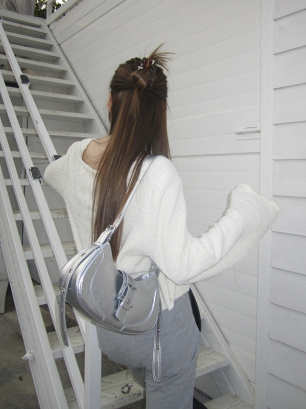 Кроссбоди чанта от PU материя, стил New Moon, хоризонтална квадратна форма, ципово затваряне, вътрешен джоб с цип