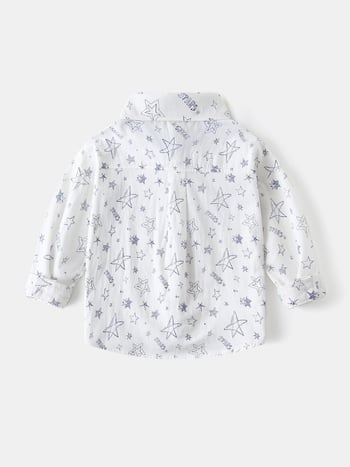 Fiúknak szóló hosszú ujjú ing, négyzetes gallérral, cartoon mintával, 100% pamut, puha felülettel.