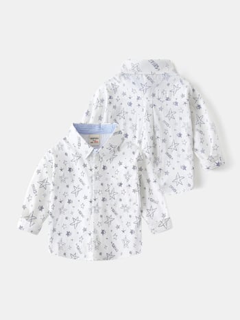 Fiúknak szóló hosszú ujjú ing, négyzetes gallérral, cartoon mintával, 100% pamut, puha felülettel.