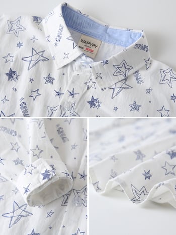 Fiúknak szóló hosszú ujjú ing, négyzetes gallérral, cartoon mintával, 100% pamut, puha felülettel.