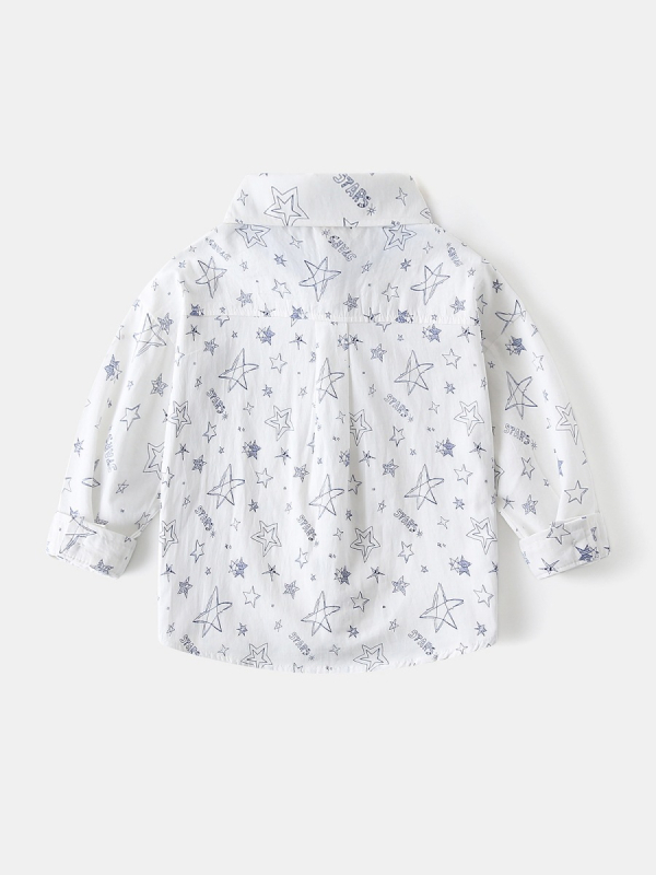 Fiúknak szóló hosszú ujjú ing, négyzetes gallérral, cartoon mintával, 100% pamut, puha felülettel.