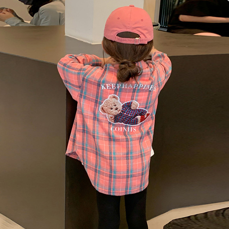 Lányoknak készült gyerek ing, casual stílus, galléros, hosszú ujjú, kockás minta, poliészter anyag, tavasz–ősz szezonra