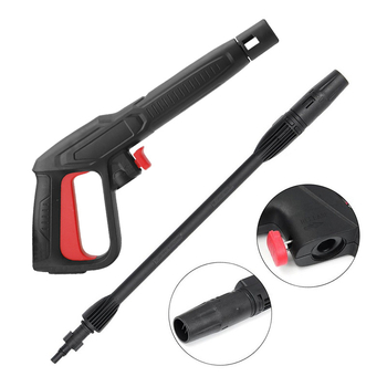 Baojing Augstspiediena auto mazgāšanas pistole – gala daļa PA66+30GF, rokturis no inženierplastmasas, spiediens 160 bar / 2320 psi, svars 600 g, izsmidzināšanas attālums 10