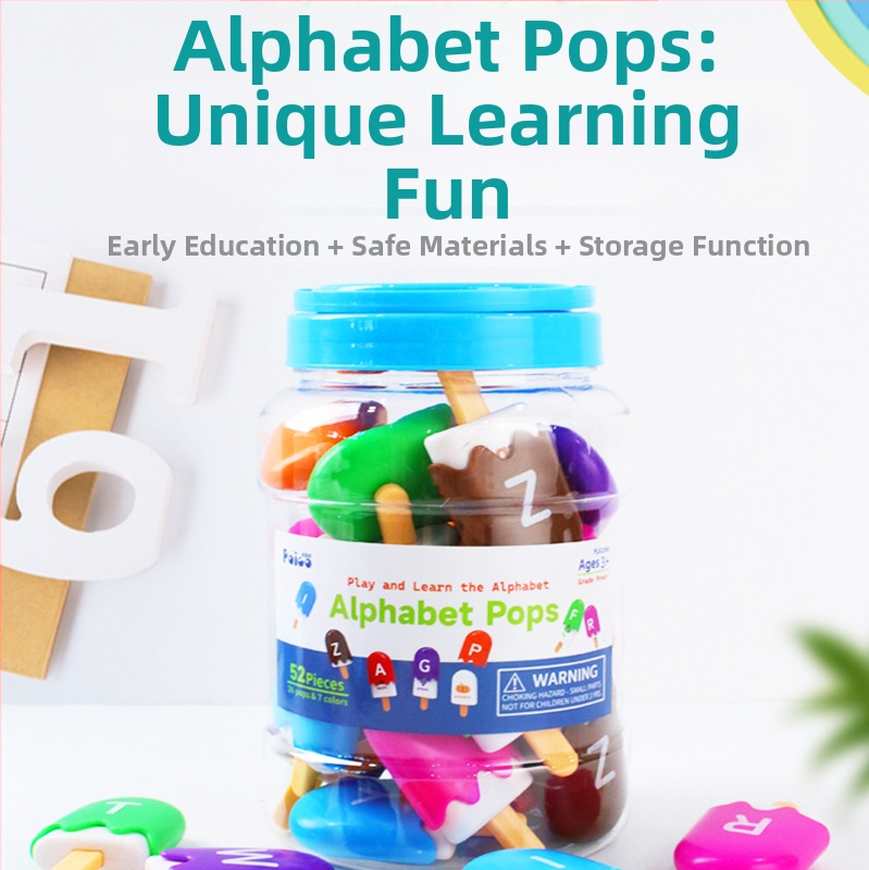 Монтесори образователна играчка за ранно образование: 26 букви и цифри за съпоставяне в сладолед на пръчка, пластмасова играчка, за възраст 3-6 години